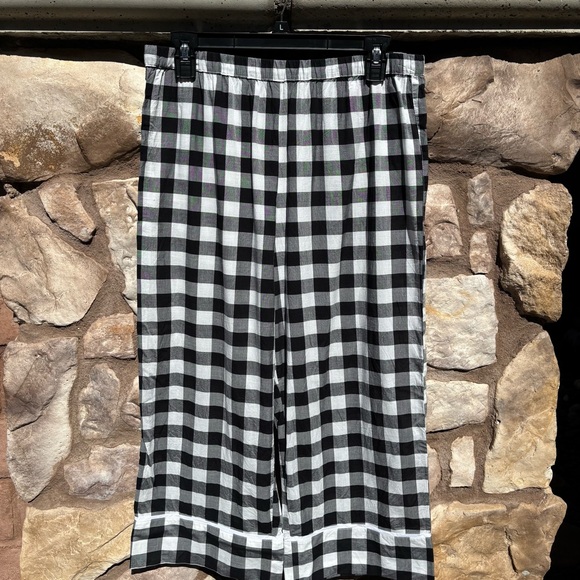 Kate Spade Pajamas Set Large Black White Check Print Short Sleeve Lightweight - Picture 5 of 8